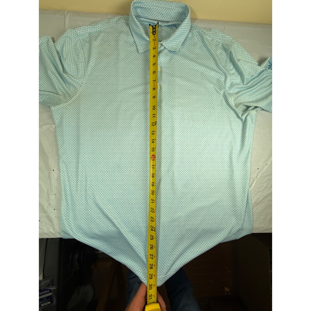 Johnnie-O Mens XL Blue Geometric Performance Golf Polo Shirt The 1906 SS - Picture 8 of 9